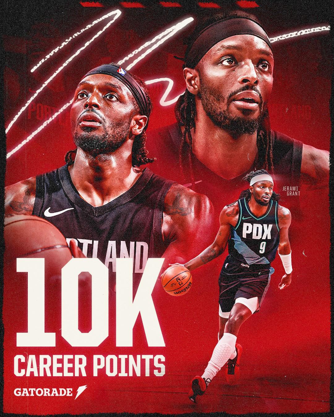 必赢入口-里程碑！格兰特解锁生涯10000分里程碑，开拓者队史第47位